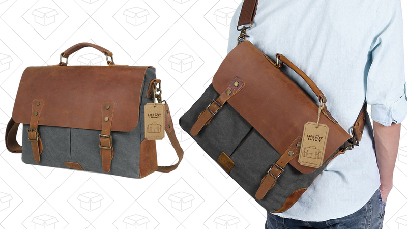 Lifewit Leather Messenger Bag, $39 with code JTBRUJTJ